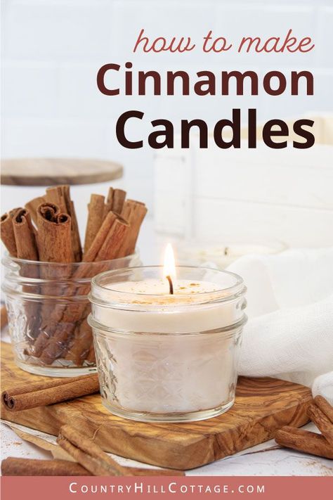 Iced Coffee Candle Diy, Diy Cinnamon Candle, Cinnamon Candles, Homemade Candle Recipes, Candle Diy Mason Jar, Candle Recipes, Candle Making Tutorial, Cinnamon Scented Candles, Candle Making Recipes