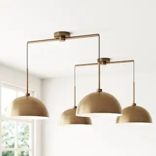 Kitchen Island Lights - Bed Bath & Beyond Fabric Pendants Over Island, Lights Over Island In Kitchen, Brass Kitchen Light, Brass Kitchen Light Fixtures, Brass Kitchen Lighting, Kitchen And Dining Room Lighting, Kitchen Island Lighting Modern, Drum Pendant Light, Gold Light Fixture