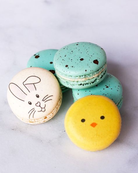 Olivia Macaron (@oliviamacaron) • Instagram photos and videos French Easter Desserts, Easter Macaroons Ideas, Easter Dessert Decorating Ideas, Fourth Of July Macarons, Easter Macarons Ideas, Macarons Easter, Macarons For Beginners, Spring Macarons, Easter Macaroons