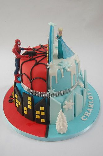 Sixth Birthday Cake, Elsa Birthday Cake, 50 Cake, Elsa Cake Frozen, Half Birthday Cakes, Twin Birthday Cakes, Elsa Party, Cake Designs For Kids, Spiderman Birthday Cake