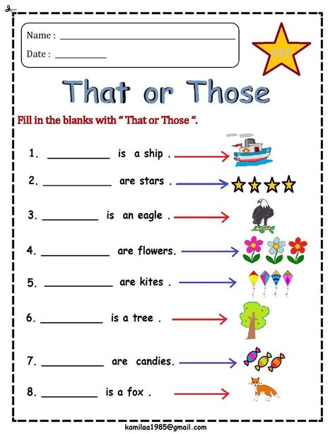 English worksheet - That or those - Find and write the answers- for kindergarten children Kindergarten Math Worksheets Addition, English Grammar For Kids, English Stories For Kids, English Worksheets For Kindergarten, Reading Comprehension Lessons, Grammar For Kids, English Learning Books, English Teaching Materials, Kindergarten Reading Worksheets