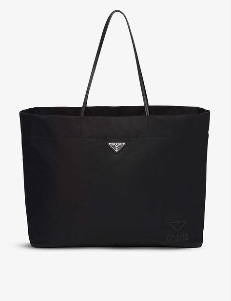 PRADA - Leather and recycled-nylon large tote | Selfridges.com Prada Nylon Tote Bag, Prada Nylon Tote, Corner Shop, Dream Bag, Prada Nylon, Nylon Tote Bags, Oversized Crewneck, New 2023, Prada Leather