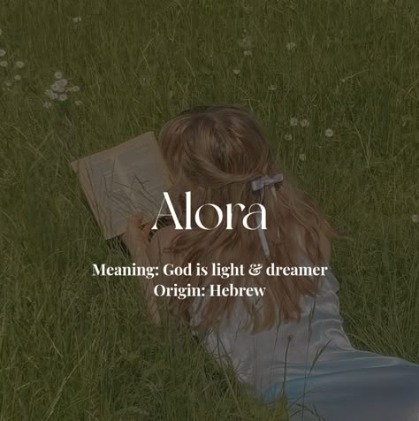 #aesthetic #girlname #hebrew #alora Alora Name Meaning, Alora Aesthetic, Alora Name, Hebrew Girl Names, Names For Ocs, Hogwarts Oc, Name Ideas For Characters, Mystical Names, Ideas Name