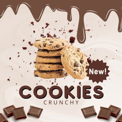 Brown Playful New Product Cookies Instagram Post - Templates by Canva Cookies Poster Design Ideas, Cookie Instagram Post, Instagram Cookie Posts, Cookies Instagram Post, Cookie Ads, Cookies Advertisement, Cookies Advertising, Cookies Branding, Advertising Cookies