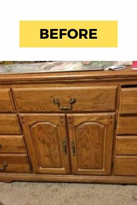 Buffet Upcycle, Diy Buffet Cabinet, Dresser To Buffet, Diy Home Decor For Apartments Renting, Two Tone Furniture, Rental Diy, Diy Buffet, Two Tone Dresser, Dresser Makeovers