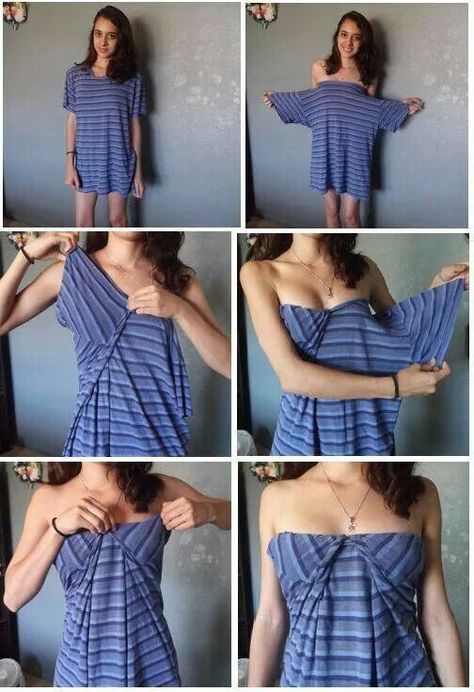 Sew Easy Dress, Easy Sew Dress, Diy Clothes Tops, Diy Fashion No Sew, Diy Cut Shirts, Stile Casual Chic, Easy Diy Clothes, Diy Clothes Refashion, Upcycle Clothes Diy