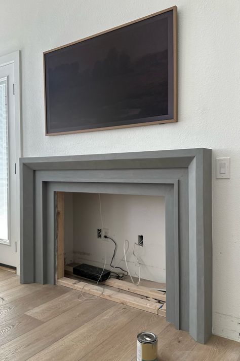 Electric Fireplace Diy, Fireplace Upgrade, Angela Rose Home, Electric Fireplace Surround, Wood Fireplace Surrounds, Diy Fireplace Mantel, Angela Rose, Fireplace Diy, Diy Fireplace Makeover