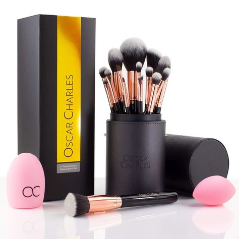 17 Piece Professional Makeup Brush Set: Make up brushes with Case, Beauty Blender, Brush Cleaner, Product Guide and Gift Box Body Foundation, Makeup Brush Set Professional, Premium Skincare, Cosmetic Glitter, Make Up Brushes, Plumping Lip Gloss, Professional Makeup Brushes, Flawless Beauty, Body Glitter