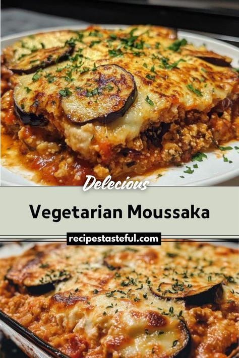 Vegetarian Moussaka is a hearty and flavorful dish featuring layers of roasted vegetables, a rich tomato sauce, and a creamy béchamel. It's a satisfying, meat-free alternative to the classic Greek recipe. Moussaka Recipe Vegetarian, Moussaka Recipe Greek, Vegetarian Moussaka Recipe, Vegetable Moussaka, Vegetarian Moussaka, Vegetarian Greek Recipes, Eggplant Moussaka, Vegan Moussaka, Blue Zones Diet