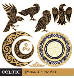 Wiccan symbols set Royalty Free Vector Image - VectorStock Celtic Owl, Tattoo Sonne, Celtic Images, Celtic Magic, Celtic Raven, Symbole Viking, Celtic Ornaments, Wiccan Symbols, Celtic Knot Designs