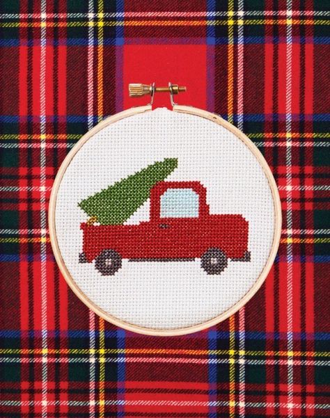 Free chart for a Christmas Tree Truck Cross Stitch Pattern Christmas Tree Truck, Cross Stitch Christmas, Cross Stitch Patterns Christmas, Cross Stitch Ideas, Stitch Christmas, Cross Stitches, Cross Stitch Patterns Free, Stitch Ideas, X Stitch