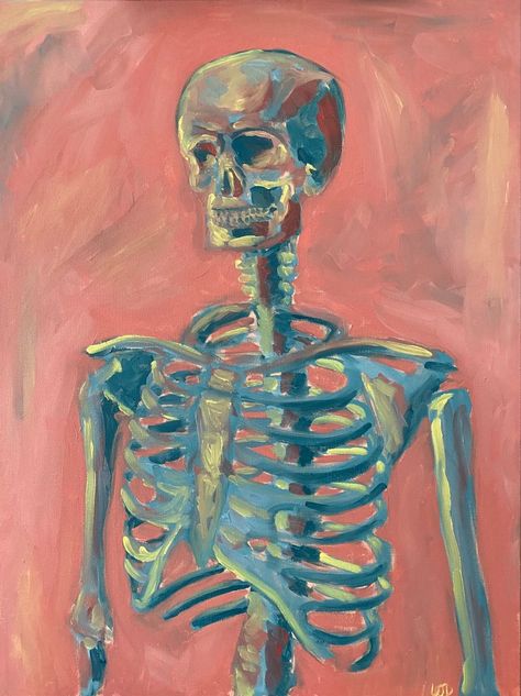 Painting Of Skeleton, Skeleton Art Gcse, Abstract Skeleton Art, How To Paint A Skeleton, Skeleton Oil Painting, Anatomy Art Painting, Gothic Art Inspiration, Oil Painting Wallpaper Aesthetic, Skeloten Art