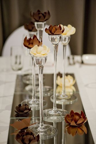 chocolate lotus flower centrepiece Chocolate Centerpieces, Wedding Chocolate, Chocolate Party, Chocolate Flowers, Chocolate Art, Brown Wedding, Chocolate Decorations, Diy Centerpieces, Wedding Color Palette