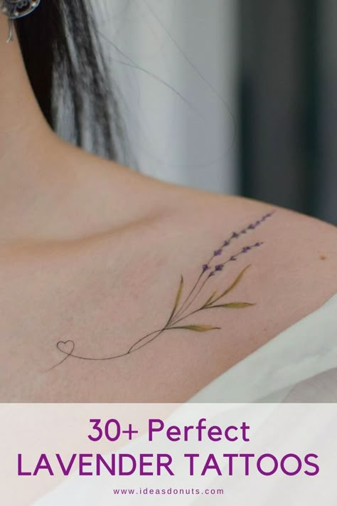 Lavender, with its delicate purple hues and timeless symbolism, has become a popular choice for body ink enthusiasts. Delicate Lavender Tattoo, Lavender And Orchid Tattoo, Scottish Heather Tattoo Flower, Lilac Back Tattoo, Lavender Flower Tattoos, Lavender Tattoos For Women, Lavender Shoulder Tattoo, Lavender Tattoo Ideas, Lavender Moon Tattoo