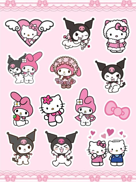 Sanrio Sticker Sheet Printable, Kuromi Sticker Sheet, Sanrio Stickers Printable Sheet, Kuromi Stickers Printable Sheet, My Melody Stickers Printable, Cool Stickers Printable, Kuromi Printable, Sanrio Stickers Printable, Cute Printable Sticker Sheets