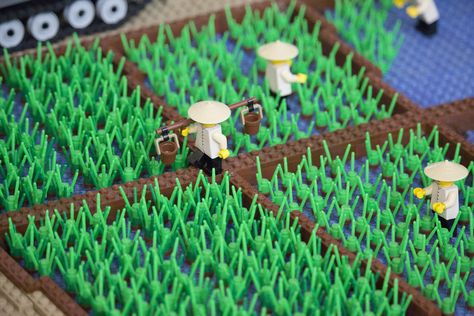 Vietnam MOC - Rice Fields #LEGO #Brickvention #Melbourne Lego Japanese, Lego Trees, Lego Farm, Lego Plants, Lego Food, Lego Tree, Lego Village, Micro Lego, Rice Field