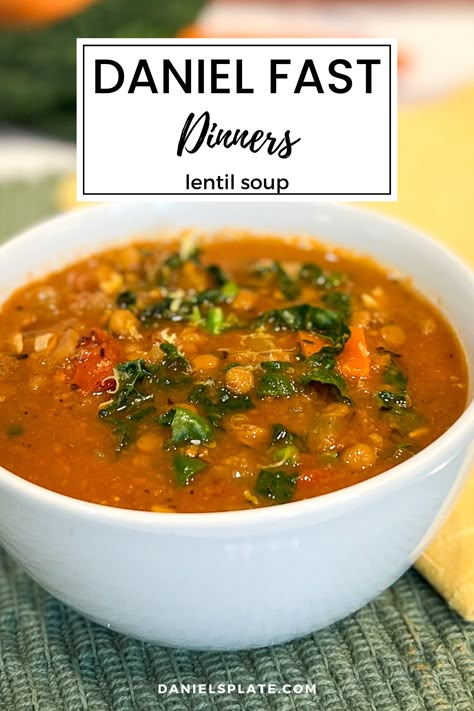 Daniel Fast Lentil Soup, Daniel Fast Recipes Dinner Main Dishes, Daniel Fast Recipes Lunch, Daniel Fast Salads, Daniel Fast Soup Recipes, Daniel Fast Meal Ideas, Daniel Fast Lunch Ideas, Daniel Fast Soup, Daniel Fast Lunch