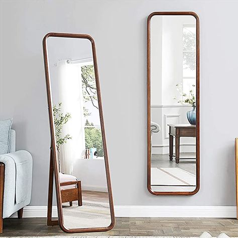 Floor Mirror Next To Dresser, Mahogany Full Length Mirror, Tri Fold Mirror Full Length, Freestanding Mirror Bedroom, Wooden Floor Mirror, Mirror Wooden Frame Design, Standing Mirror In Bedroom, Floor Mirror In Bedroom, Long Standing Mirror