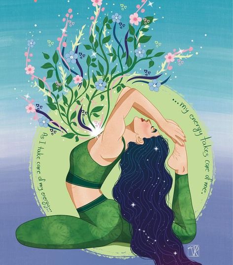 Vicky | Women Empowering Artist on Instagram: "You can’t pour from an empty cup. Take care of your mental and physical health, preserve your energy and your body, mind and soul will thank you back. Own your energy, create your magic, another prompt for #powerfulwomenweek2022 and I had so much fun drawing this one. 🥰 Wish you geat weekend guys! ❤️ This amazing challenge is hosted by: @artyguava @whistleburg @weronika.salach @carinalindmeier @elimartinez.studio @studiolisa @tarnellisart @petra Yoga For Women Empowerment Drawing, Body Mind And Soul Art, Yoga For Women Empowerment, Empowered Women Painting, Yoga Inspiration Art, Meditation Art Spirituality, Namaste Art, Yoga Drawing, Affirmation Art