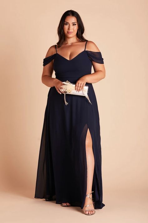 Navy Chiffon Bridesmaid Dress, Ruffle Bridesmaid Dress, Slate Blue Bridesmaid Dresses, Ruffles Bridesmaid Dresses, Birdy Grey, Perfect Bridesmaid Dress, Navy Bridesmaid Dresses, Column Skirt, Detachable Sleeves