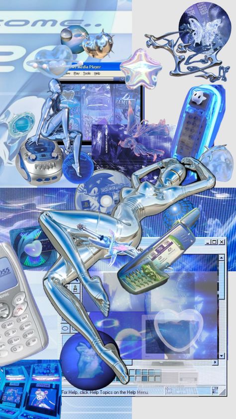 #cybercore #aestheticblue #wallpaper #cyberaesthetic #blue #blueaesthetic #y2k Cybercore Wallpaper, Y2k Cybercore, Blue Y2k, Y2k Wallpaper, Y2k Vibes, Ethereal Art, Retro Futurism, Blue Wallpapers, Graphic Design Posters