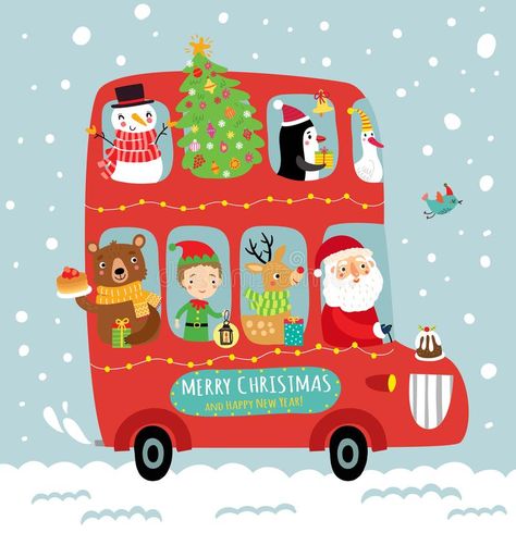 Bus Crash, A Very Merry Christmas, Merry Christmas Images, Christmas Poster, Christmas Drawing, Christmas Postcard, Very Merry Christmas, Christmas Paintings, Holiday Illustrations