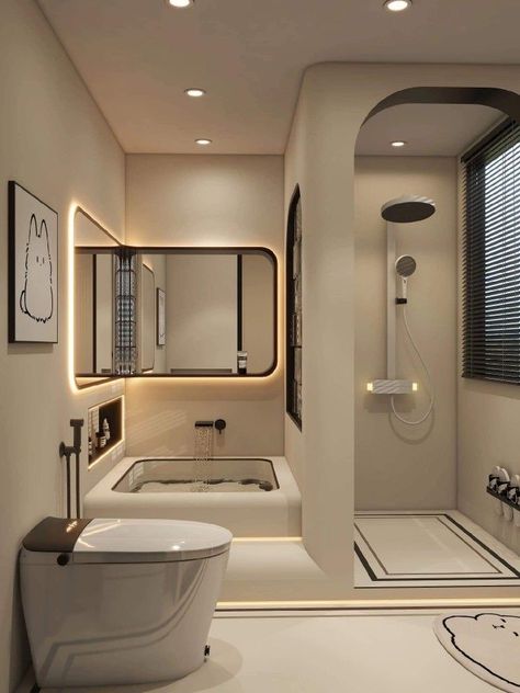 Small House Design Bedroom, Korean Bathroom Design, Toilet Aesthetic, Bathroom Inspo Interior Design, House Interior Design Styles, Bilik Air, Interior Design Your Home, Washroom Design, Smart Home Design