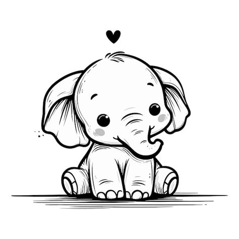 Drawings Of Elephants Sketches, Cute Elephant Drawings Doodles, Cute Pencil Drawings Doodles, Elephant Doodle Art, Elephant Head Drawing Simple, Cute Elephants Drawings, Cute Elephant Sketch, Cute Drawings Elephant, Cute Elephant Drawings Simple