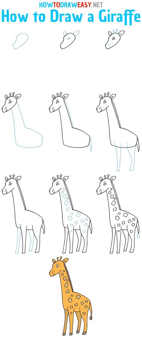 How to Draw a Giraffe Step by Step #Giraffe #GiraffeDrawing #StepbyStepGiraffeDrawing #GiraffeHowtoDraw #DrawGiraffe #CartoonGiraffe #EasyDrawings #Sketch #DrawingTutorials Zirafah Drawing, Drawing For Preschoolers, Easy Giraffe Drawing, Draw Giraffe, Draw Zoo Animals, Cute Giraffe Drawing, Draw Animals For Kids, Giraffe For Kids, Jungle Theme Classroom Decorations