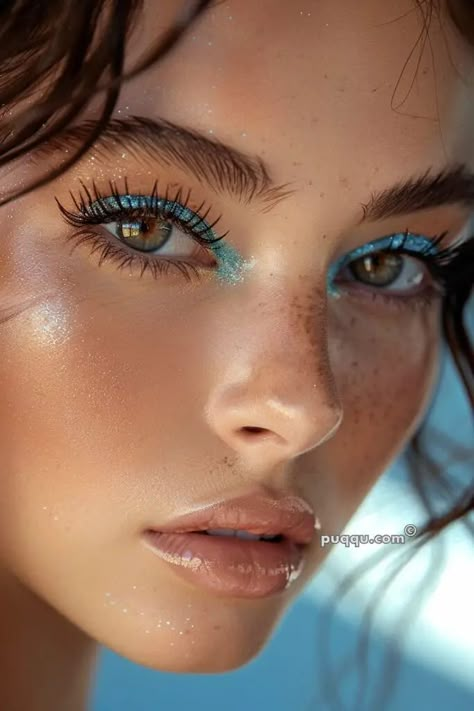 Baby Blue Makeup, Y2k Makeup Looks, Blue Eyeshadow Makeup, Blue Eyeshadow Looks, Korean Makeup Tips, Asian Makeup Tutorials, Mekap Mata, Pretty Eye Makeup, Y2k Makeup