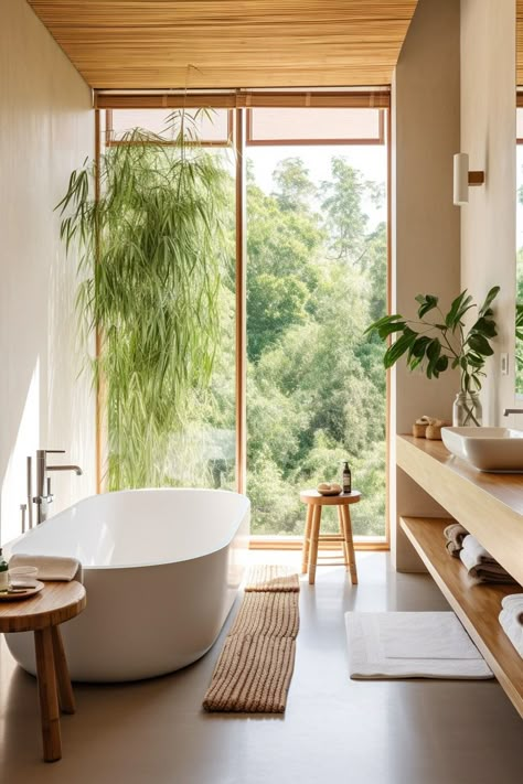 Step into tranquility with our organic modern bathroom ideas, blending nature-inspired elements with sleek design. Click to transform your mundane space into a serene oasis. Japanese Style Bathroom, Organic Modern Bathroom, Organic Bathroom, Minimal Bathroom, Bathroom Counter Decor, Spa Bathroom, Scandinavian Bathroom, Primary Bathroom, Inspire Me Home Decor