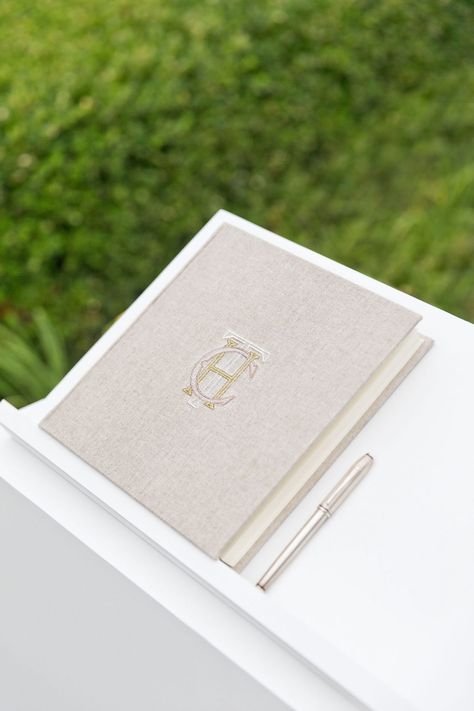 Monogrammed Guest Book Cards And Gifts Table Wedding, Gifts Table Wedding, Foodie Wedding, Monogram Wedding Cake, Wedding Guest Book Ideas, Planning Book, Fall Wedding Color Palette, Monogrammed Stationery, Couples Monogram