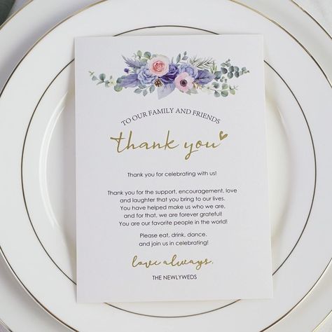 HUIHUANG Wedding Thank You Place Setting Cards, 50 Place Cards for Table Setting, Table Place Cards for Wedding Favors, Receptions, Dinner Parties, Events and Celebrations (4 X 6 in, Blue Floral) Wedding Favors Place Cards, Wedding Thank You Dinner Cards, Thank Card Wedding, Welcome Card Wedding Table, Welcome Cards For Wedding Guests, Welcome Card For Wedding, Card Table Decor Wedding, Thank You Table Cards, Thank You Card For Wedding