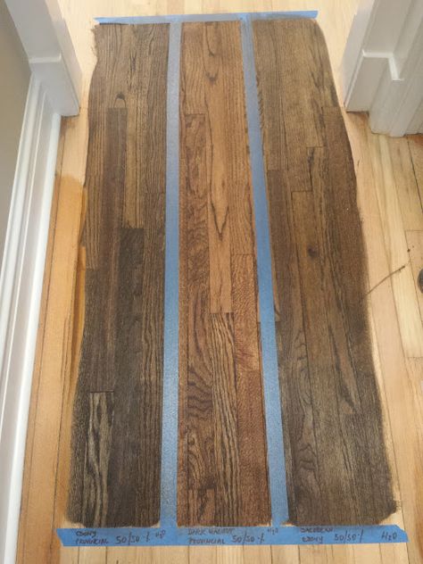 Staining Floors Jacobean / Ebony Mix | Home with Keki / Interior Design Blogger Jacobean And Ebony Stain, Dura Seal Stain Colors Hardwood Floors, Staining Floors, Wood Floor Stains, Hardwood Floor Stain Colors, Oak Floor Stains, Staining Wood Floors, Wood Floor Stain Colors, Floor Stain Colors