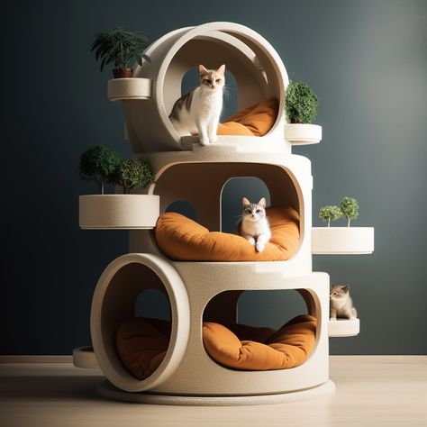 Building With Wood, Cat Scratcher Tree, Cat Furniture Design, Woodworking Projects For Beginners, Cat Tree House, Cat Houses, Cat Climbing Frame, Cat House Diy, Cat Towers