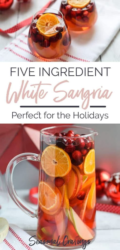 Christmas Sangria Recipes, Thanksgiving Sangria, Cranberry Sangria, White Sangria Recipe, Easy Sangria Recipes, Winter Sangria, Holiday Sangria, Christmas Sangria, White Wine Sangria