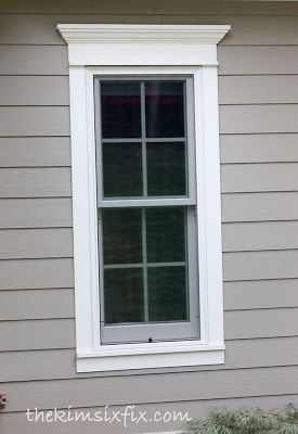 How to Use Trim to Update Exterior Doors and WIndows via TheKimSixFix.com Jendela Vintage, Exterior Door Trim, Window Shutters Exterior, Exterior Window, Shutter Designs, Gray House, Window Trim Exterior, Exterior Remodel, Door Trim