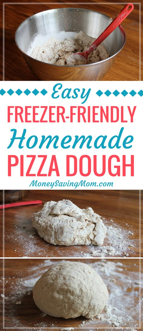 Freezer-Friendly Homemade Pizza Dough : Money Saving Mom® Freeze Pizza, Freeze Pizza Dough, Pizza Roll, Make Ahead Freezer Meals, Freezing Food, Freezer Food, Freezer Recipes, Pizza Crust Recipe, Homemade Pizza Dough