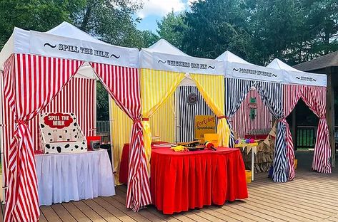 Country Fair Party Theme, School Carnival Decorations, Vintage Carnival Games, Carnival Birthday Theme, Diy Carnival Games, Carnival Tent, Carnival Booths, Carnival Party Decorations, Fall Carnival