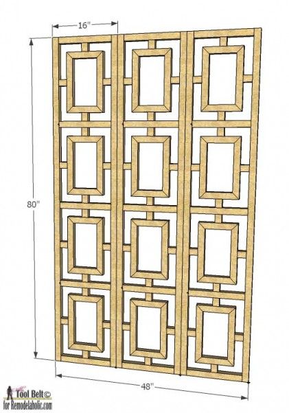 Build a unique room divider to add style to your space, free DIY fretwork screen plans on #remodelaholic. Small Room Divider, Office Room Dividers, Metal Room Divider, Room Divider Bookcase, Fabric Room Dividers, Glass Room Divider, Bamboo Room Divider, Sliding Room Dividers, Living Room Divider