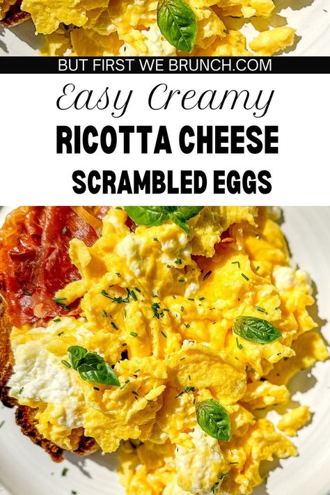 Baked Eggs With Ricotta, Ricotta Cheese Omelet, Ricotta Cheese And Egg Recipes, Eggs And Ricotta Recipes, Ricotta Egg Recipes, Egg And Ricotta Recipes, Ricotta And Eggs Breakfast, Loaded Scrambled Egg Recipes, Ricotta Cheese Eggs