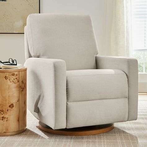 Better Homes & Gardens Modern Farmhouse Glider Recliner, Cream Linen - Walmart.com Nursery Recliner, Small Recliners, Modern Recliner, Living Room Recliner, Swivel Glider Recliner, Glider Recliner, Large Chair, Junior Year, Accent Chairs For Living Room