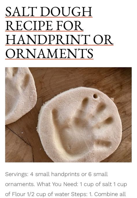 Salt Dough Recipe For Handprint Or Ornaments – The Wild Gems | Salt dough recipe, Salt dough, Diy salt dough recipe Baby Christmas Crafts, Salt Dough Christmas Ornaments, Salt Dough Crafts, Salt Dough Recipe, Salt Dough Ornaments, Dough Ornaments, Small Ornaments, Food Ornaments, Hand Prints