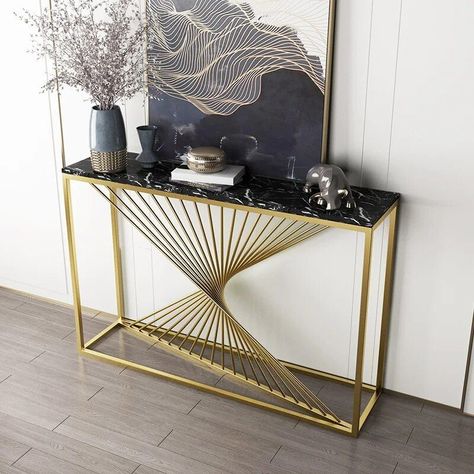 Redefine elegance in your space with our Chic Marble Top Console Table! 🌟🪞 The iron frame complements the marble top for a modern touch. Shop now! Iron Sofa, Steel Factory, Organizing Essentials, Office Reception Furniture, Luxury Sofa Living Room, Marble Top Console Table, Iron Console, Modern Console Table, Entrance Furniture