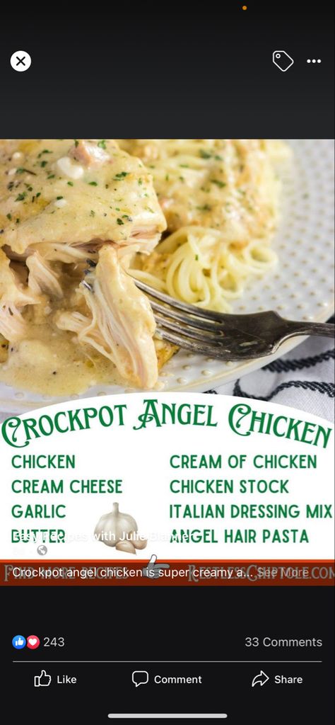 Slow Cooker Angel Chicken, Angel Hair Pasta Recipes, Angel Chicken, Crock Pot Food, Chicken And Pasta, Crockpot Ideas, Crockpot Dinners, Angel Hair Pasta, Chicken Easy