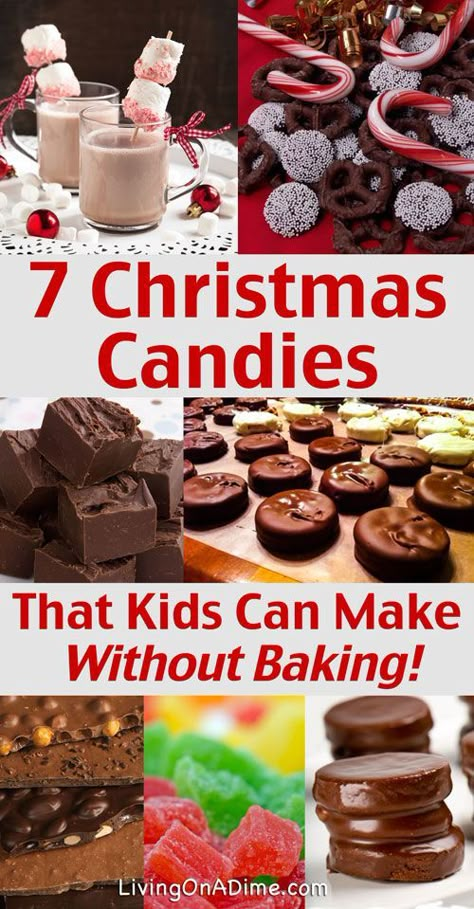 7 No Bake Christmas Candy Recipes Kids Can Make Here are 7 easy no bake recipes for Christmas Candies your kids can make! Christmas is a great time for fun family traditions and kids love to get involved in making treats, decorating and making and wrapping gifts for everyone! Easy No Bake Recipes, Recipes Kids Can Make, No Bake Christmas, Bake Christmas, Crockpot Candy, Christmas Candies, No Bake Recipes, Recipes For Christmas, Candy Ideas