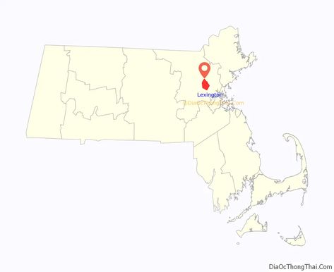 Lexington location on the Massachusetts map. Where is Lexington CDP. England Cities, Suburban Town, Lexington Massachusetts, Massachusetts Map, Downtown Boston, City Maps, Massachusetts, New England, Boston