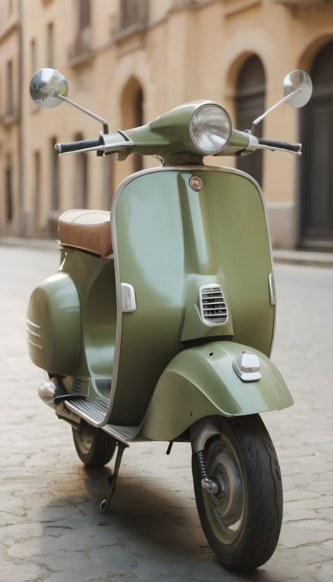 Vespa Ape, Vintage Scooter, Green Vintage, Oil Bottle, Scooters, Olive Green, Motorcycles, Vision Board, Cars