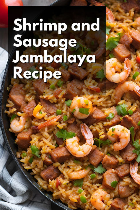 Bring the taste of Louisiana to your kitchen with this delicious Shrimp and Sausage Jambalaya recipe! Packed with smoky sausage, tender shrimp, and seasoned rice, this one-pot dish is full of bold flavors and spices. Perfect for family dinners or gatherings, this easy recipe will make you feel like a pro in Cajun cooking. Try it tonight for a comforting and hearty meal everyone will love! Easy Shrimp And Sausage Jambalaya, Homemade Jambalaya Recipe, Jambalaya Shrimp And Sausage, Keilbasa Shrimp Recipes, Jumbilyia Recipes, Smoked Sausage And Shrimp Recipes, Shrimp And Kielbasa Recipes, Shrimp And Sausage Recipes, Seafood Jambalaya Recipe