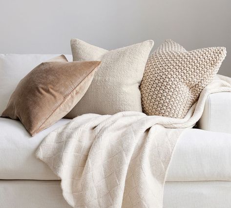 Neutral Throw Pillows, White Couches, Neutral Pillows, Pillow Texture, Living Room Pillows, Linen Pillow Covers, Couch Throw Pillows, Velvet Pillows, Linen Pillows